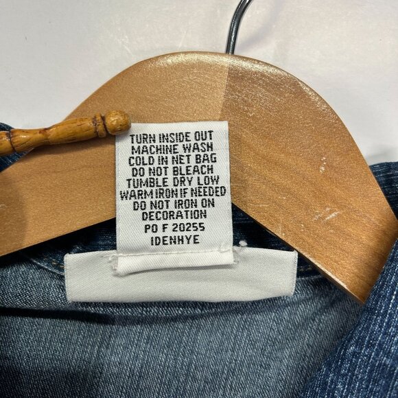 Vintage Blair Two Twenty Collection Long Blue Jean Jacket Embroidered Denim M - Picture 9 of 12